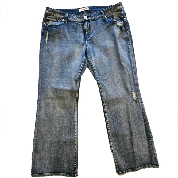 Seven7 Womens Jeans Blue Strecth Denim Plus 20 Luxe Distressed Wide Boot Leg - Picture 7 of 13